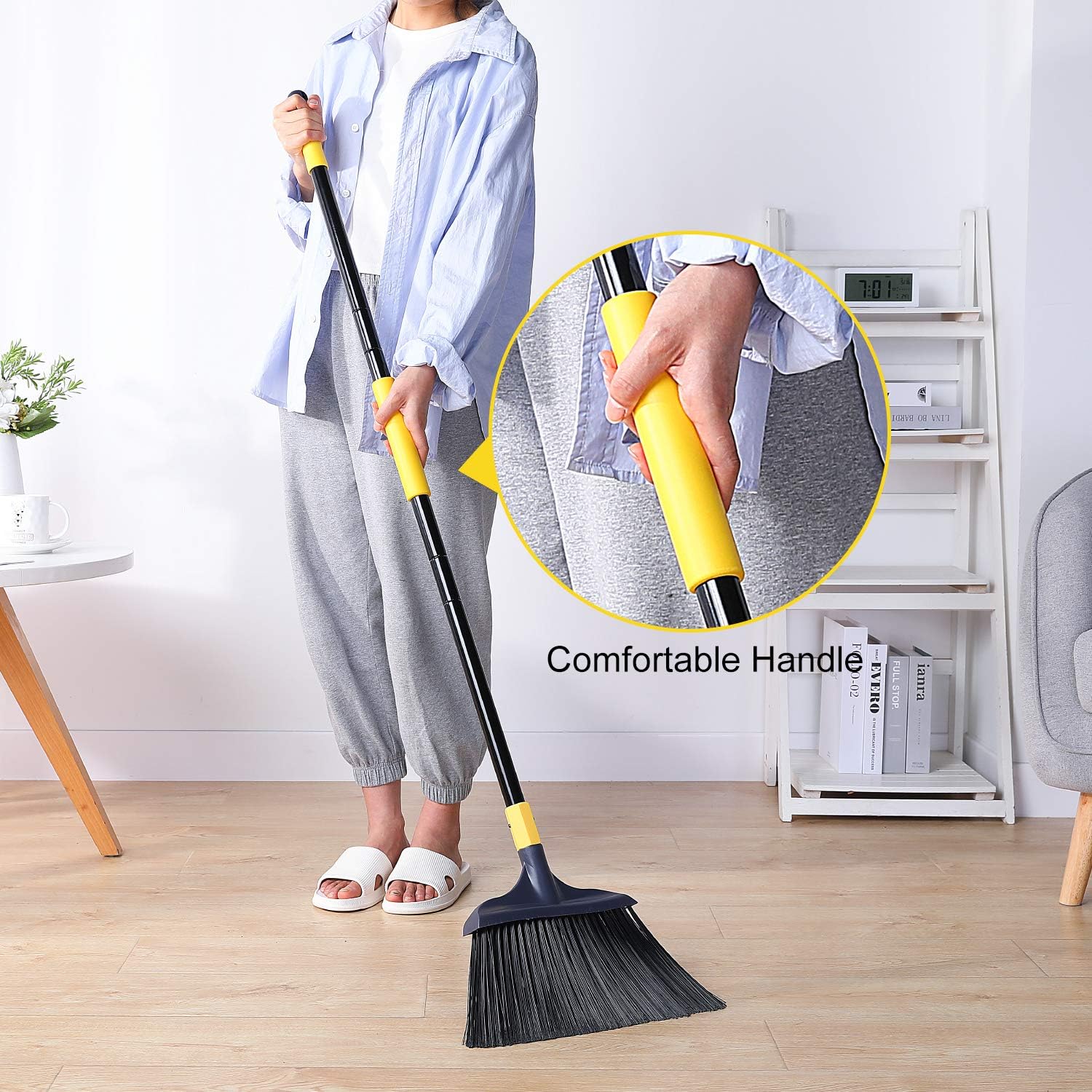 Yocada Heavy-Duty Broom Outdoor Commercial Perfect for Courtyard Garage Lobby Mall Market Floor Home Kitchen Room Office Pet Hair Rubbish 54Inch: Kitchen & Dining