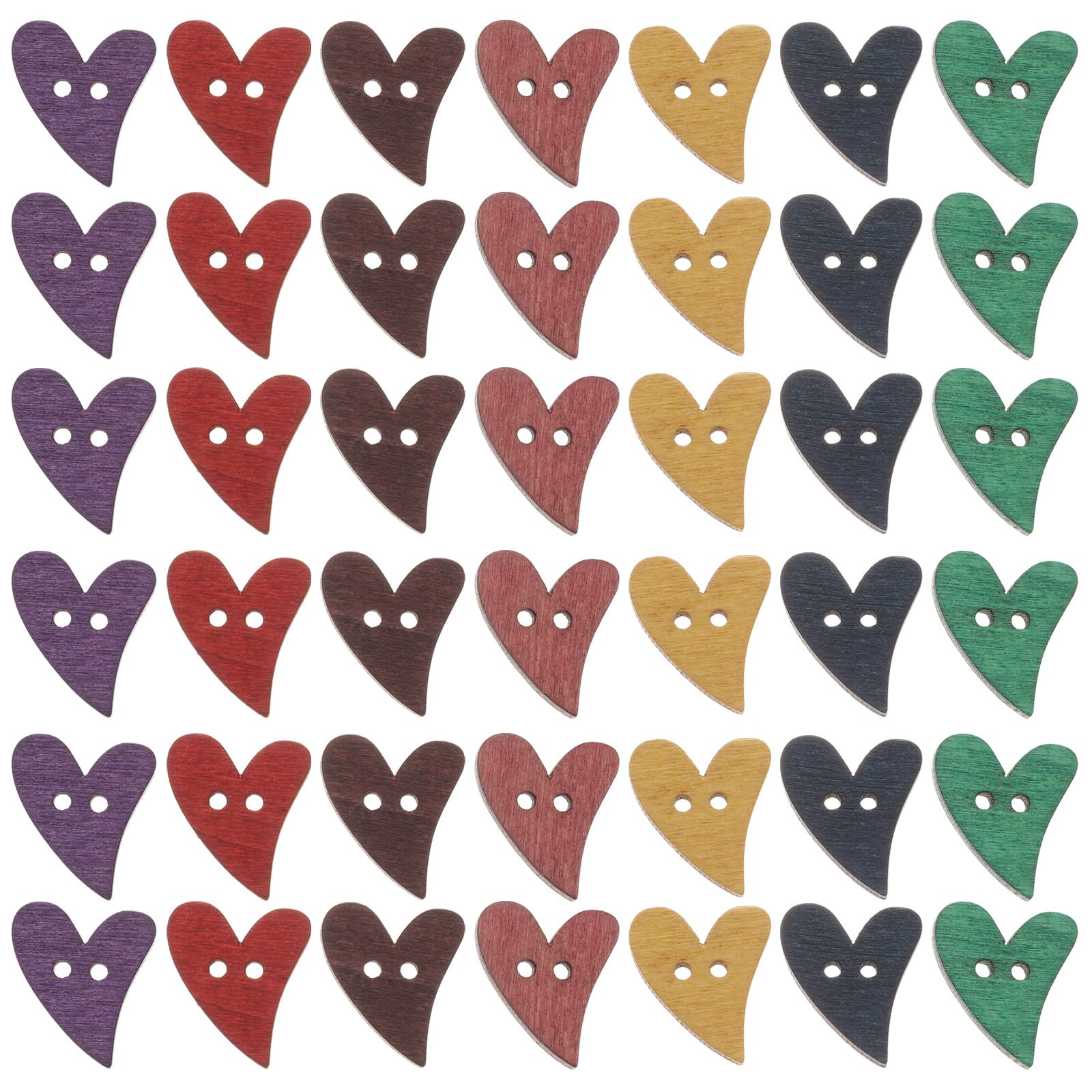 100pcs Heart Shape Wooden Buttons, 2 Holes, Assorted Sizes for Sewing and Craft Projects, Ideal for Scrapbooking and Diy Decorations (Random Colors)