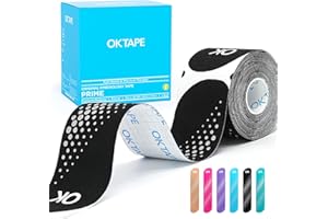 OK TAPE Synthetic Kinesiology Tape Precut Strips, Waterproof Kinesiology Athletic Tape for Joint & Muscle Support, Reflective and Durable Tape, 2in×16.4ft Roll 20PCS, Black