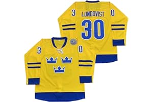 AHAJAY Rainbow Hawk Men's 2014 Henrik Lundqvist Team Sweden Olympic Hockey Jersey Stitched