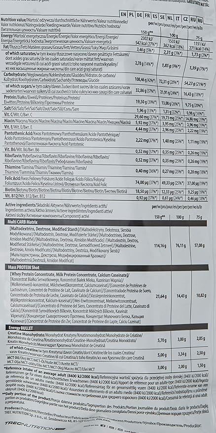 Trec Nutrition Magnum 8000 Mass Gainer 5450 G Caramel Vanilla Amazon Co Uk Health Personal Care