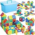 Sonwyoung 155 Pieces Interlocking Building Blocks for Kids with Storage Box Building Toys Waffle Blocks for Kids Construction Learning Educational Toy Sets