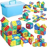 Sonwyoung 155 Pieces Interlocking Building Blocks for Kids with Storage Box Building Toys Waffle Blocks for Kids Construction Learning Educational Toy Sets