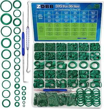 ZDBB 595 Pcs Automotive AC O Rings Kit SAE Metric 36 Sizes Green