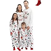 PATPAT Family Christmas Pjs Matching Sets Holiday Jammies Sleepwear Christmas Pajamas for Family Xmas Outfits with Socks