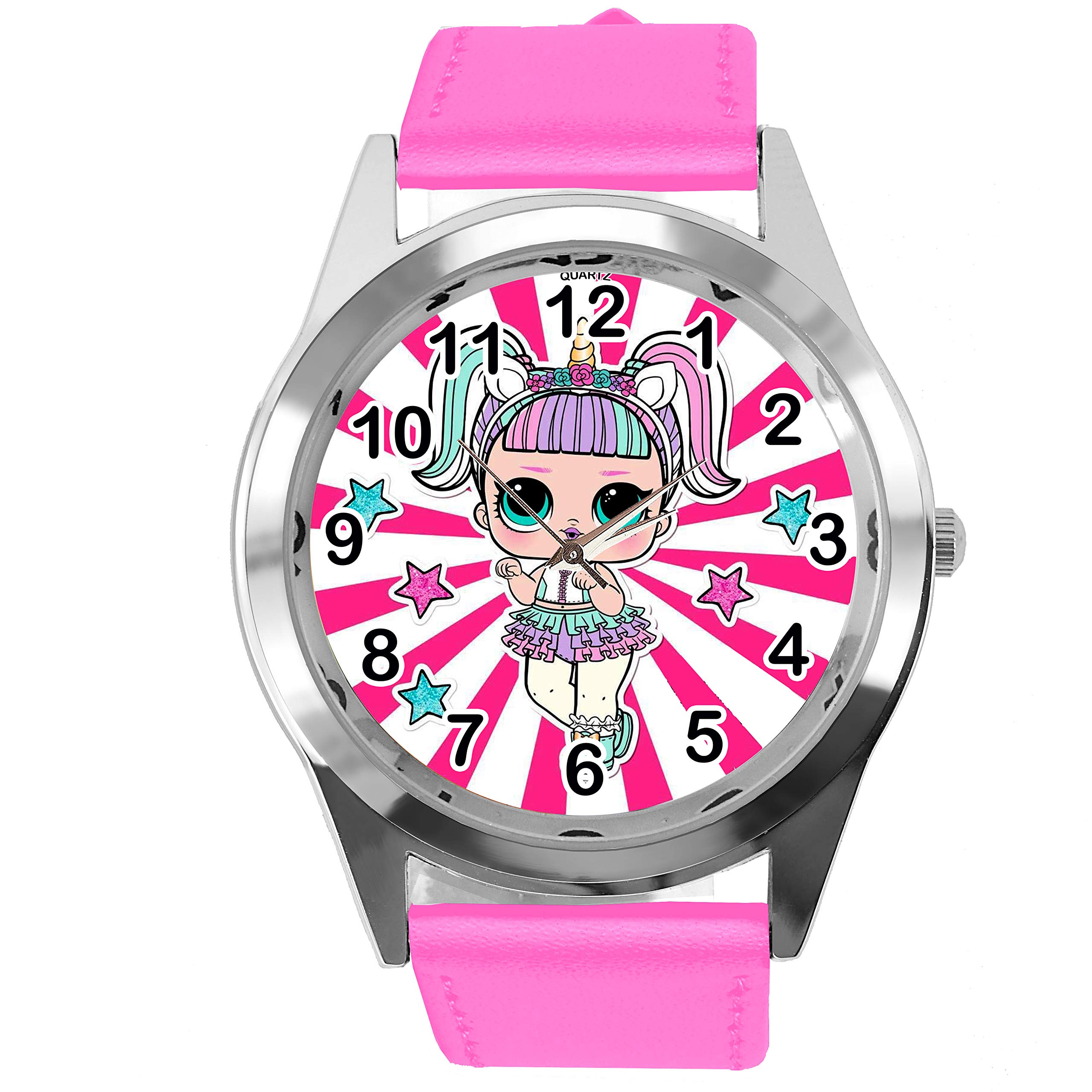 TAPORT Pink Leather Round Watch for Girls E3