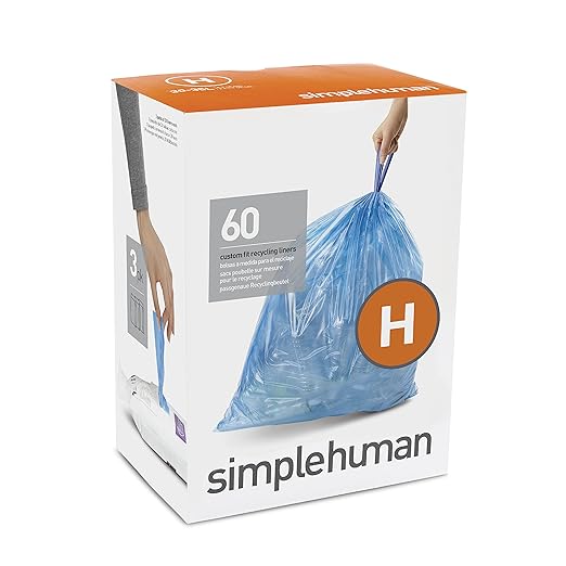 simplehuman Code H Custom Fit Recycling Drawstring Trash Bags, 3035