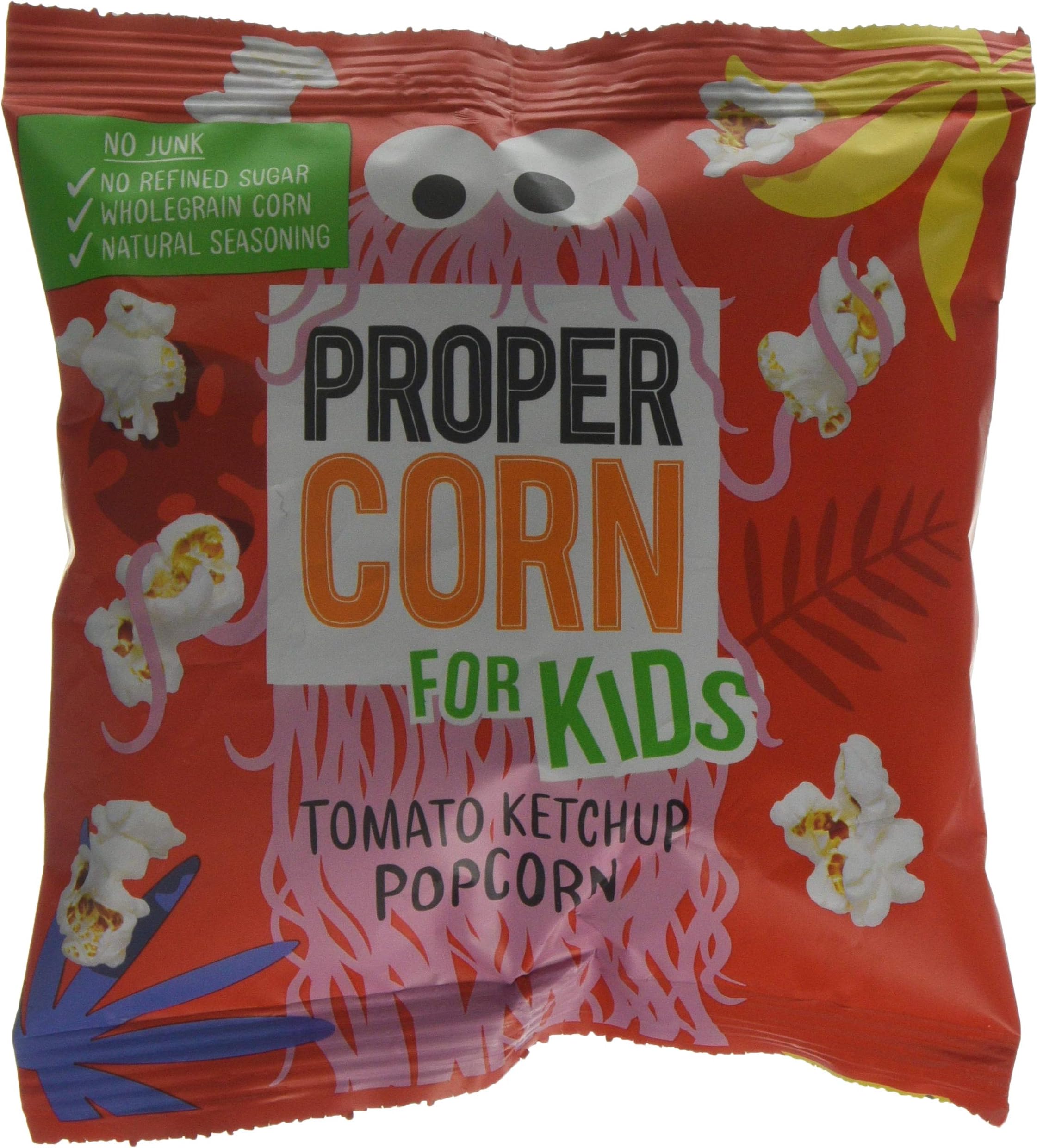 PROPERCORN for Kids Tomato Ketchup Popcorn, Tomato Ketchup Seasoning, Wholegrain Butterfly Corn, 12g