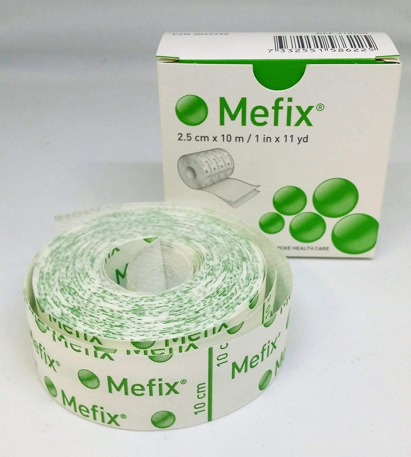 Mefix Dressing Retention Tape 2.5cm x 10m (Pack of 2), White, 2 Count (Pack of 1)