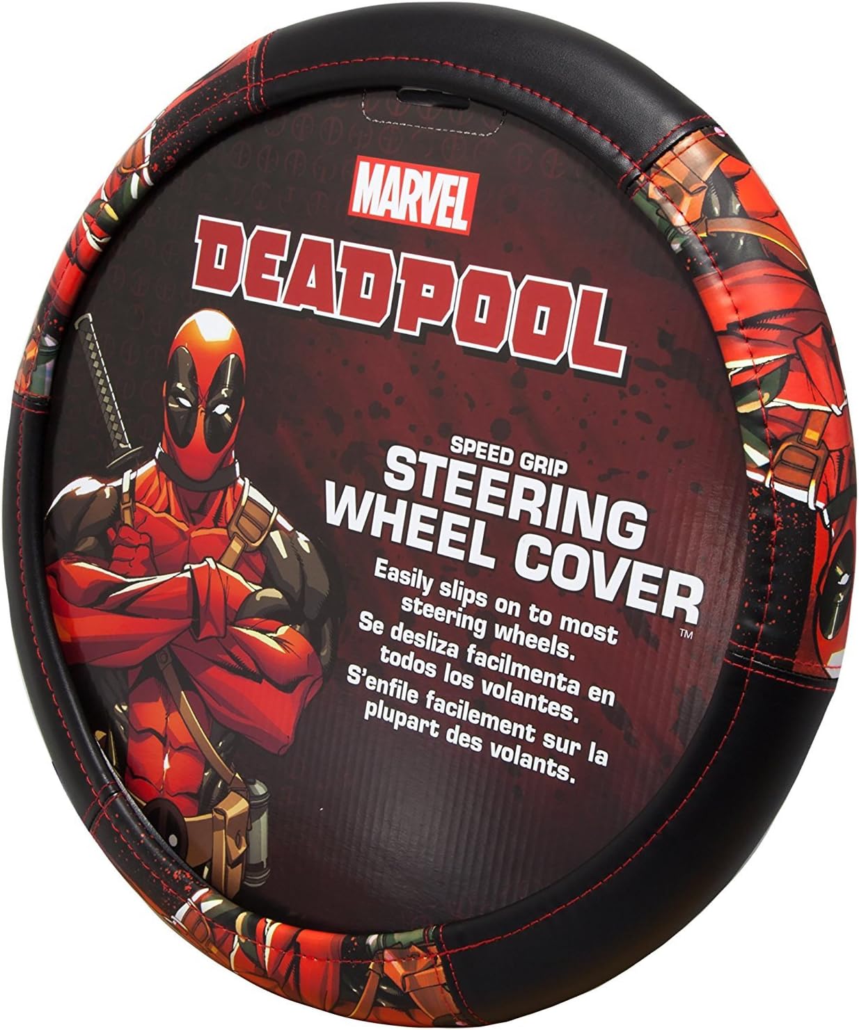 Infinity Stock Deadpool Repeater Steering Wheel Cover - Car Truck SUV & Van, Performance Speed Grip, Universal Size Fit 14.5"-15.5", Auto Interior Accessories