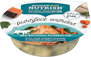 Rachael Ray Nutrish Purrfect Entrees Grain Free Natural Wet Cat Food with Wild Caught Salmon, 2.8 Oz. Tub