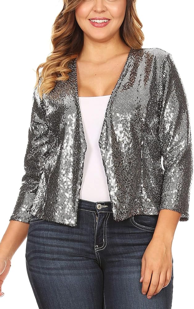 plus size sequin front jeans