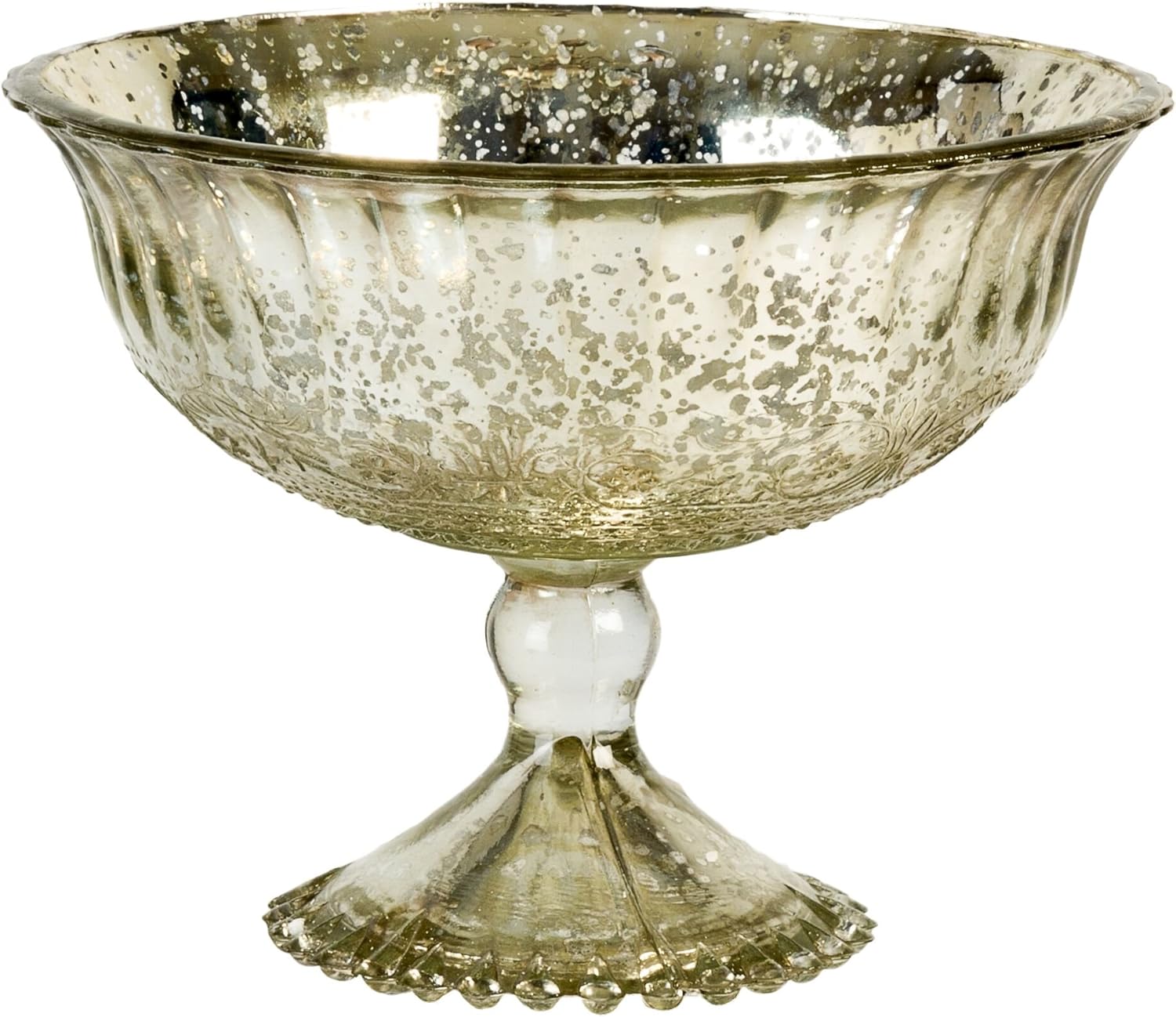 Mercury Glass Small Pedestal Bowl Home & Kitchen
