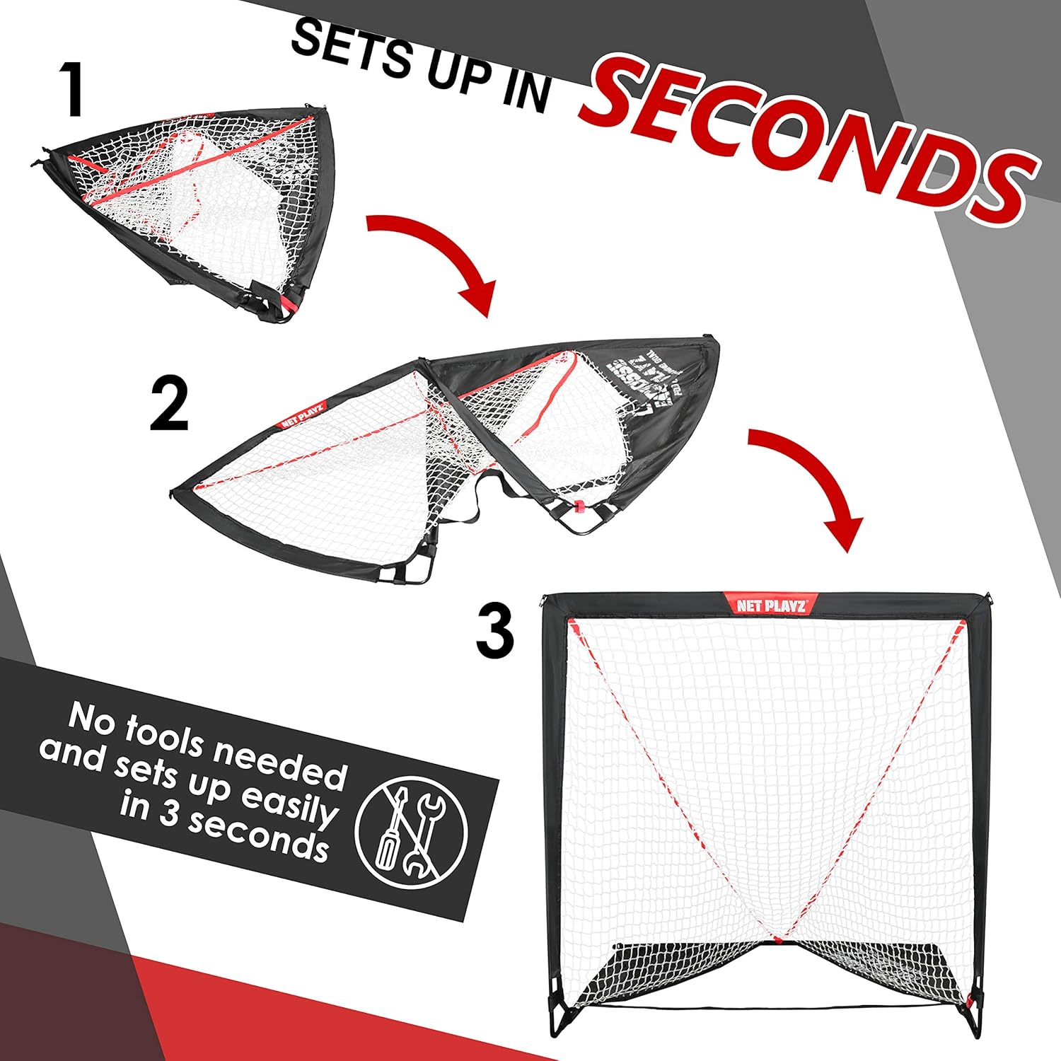 NET PLAYZ Kids Lacrosse Goal - Backyard Training, Practice & Exercise | Portable Lacrosse Net, Equipment & Gear, NOH445402020, Black : Sports & Outdoors
