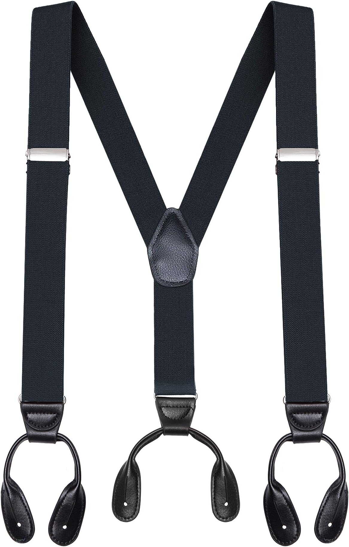 Buyless Fashion Butten End Suspenders for Men - 48" Adjustable Straps 1 1/4" - Y Shape