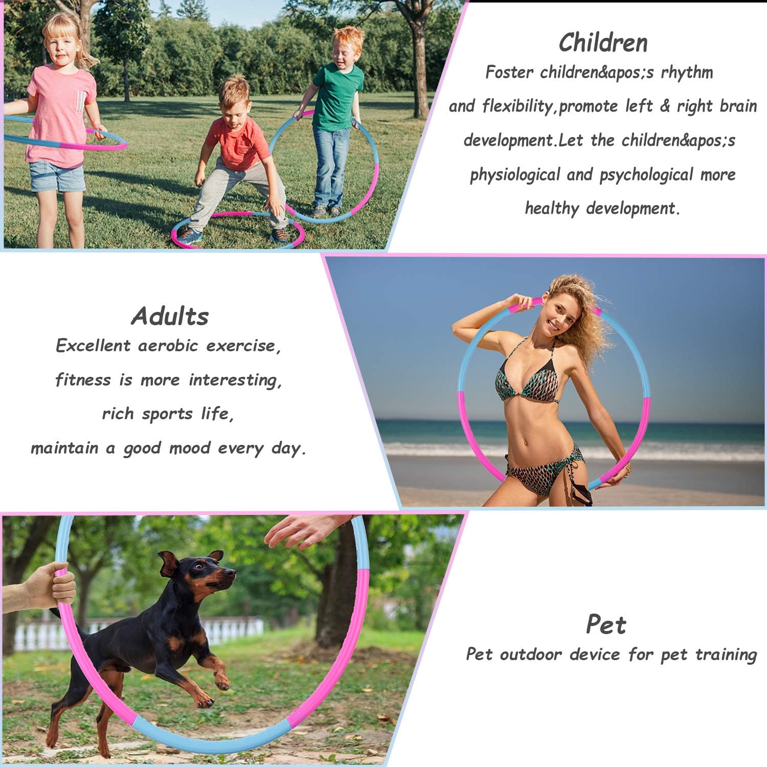Kids Hoola Hoop Detachable & Size Adjustable, Professional Weighted Colorful Hoola Hoop,Premium Quality Professional Hula Rings for Kids,Toy Gifts,Gymnastics,Lose Weight,Adults Fitness,Girls,Boys: Toys & Games