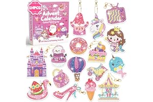 KOLBRIGHT DIY Diamond Painting Keychain Advent Calendar for Girls Ages 4-12, Christmas Craft Gifts
