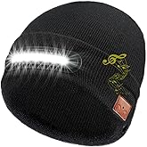 RANCOVY Bluetooth Beanie with Light, Musical Knit Hat with Wireless Headphone, LED Beanie with Bluetooth for Men Women
