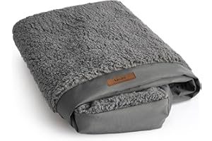 LE SURE XL Washable Dog Bed Cover Replacement Plush Fleece Cover for Orthopedic Egg Crate Foam Pet Mat 44x32x3 Inches, Dark Grey