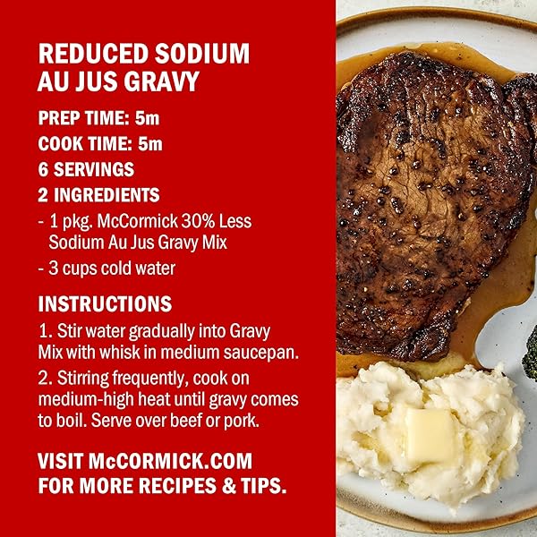 MCCORMICK 30% LESS SODIUM AU JUS GRAVY MIX, 1 OZ