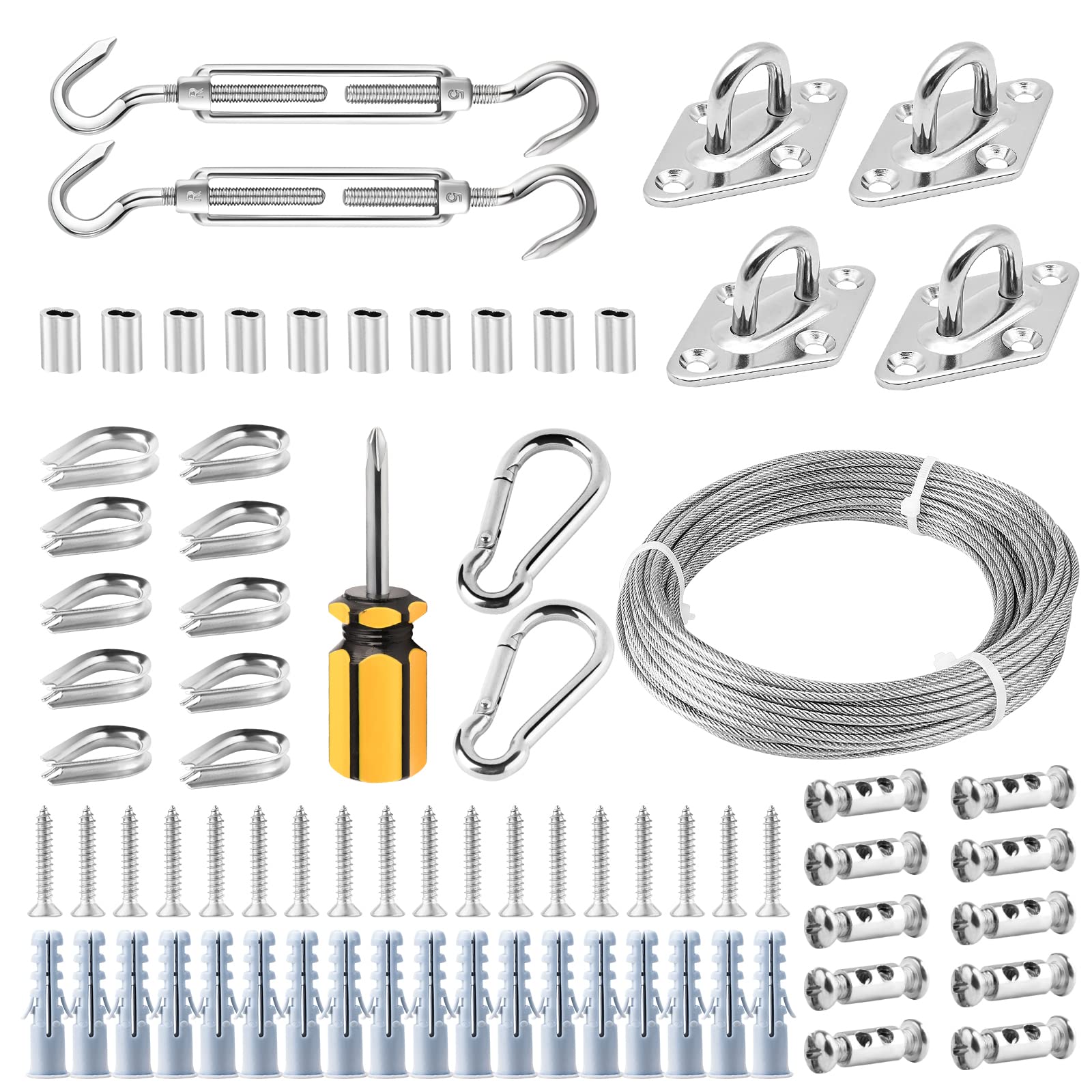 Abimars 20m Stainless Steel Wire Rope Kit, 3mm, Silver, WIRE Rope Kit, Wire