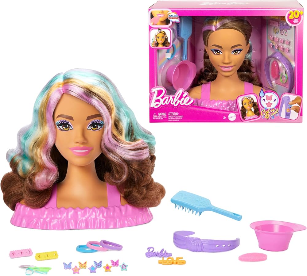 Barbie Styling Head with 20+ Hair Accessories Dark Brown Hair JFG82