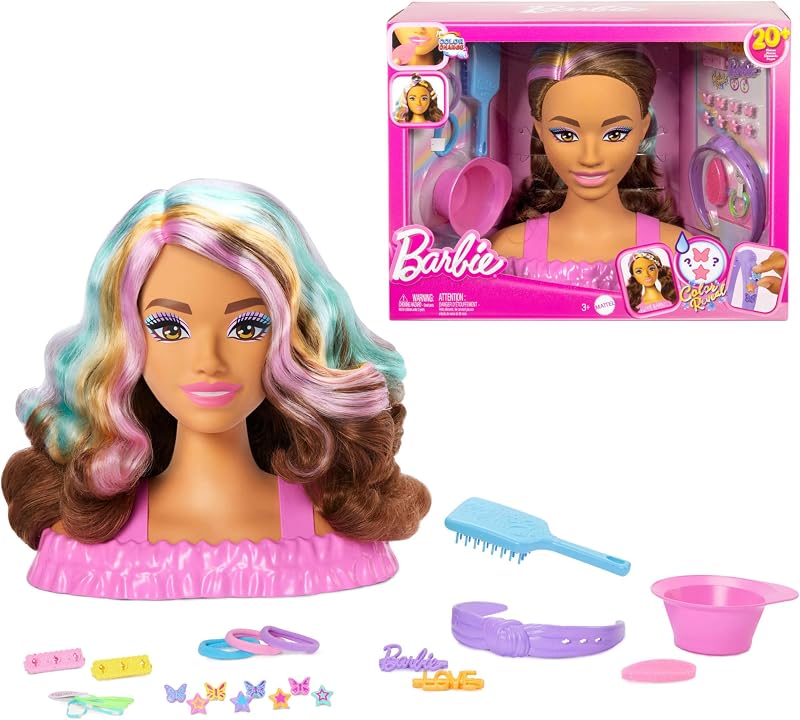 Barbie Styling Head with 20+ Hair Accessories Dark Brown Hair JFG82