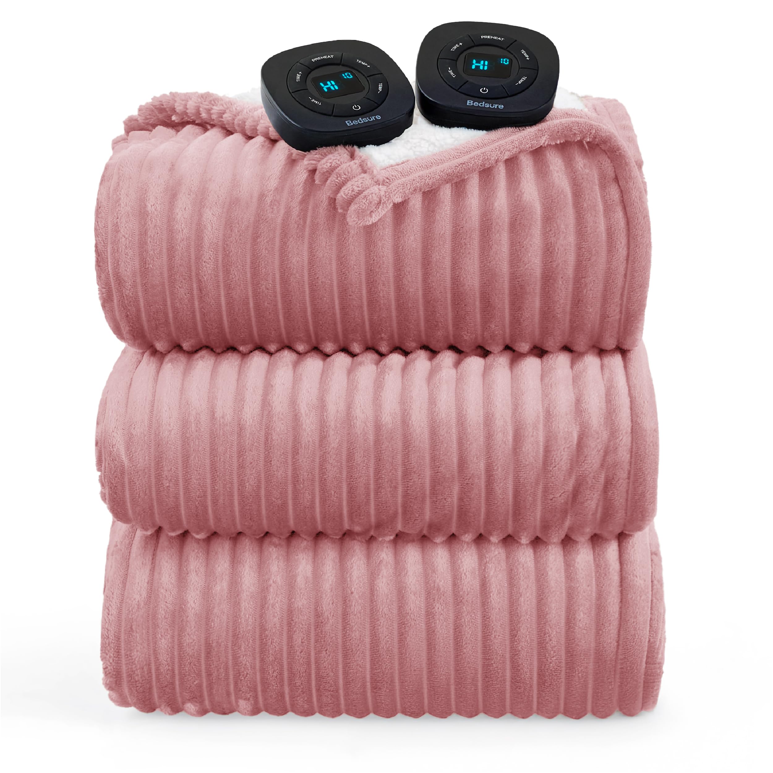 Photo 1 of (Only power chords no blankets)---------------------------------------------Bedsure GentleSoft Electric Blanket King Size - Soft Ribbed Flannel Heated Blanket with Dual Control, Heating with 10 Heat Settings, 10 Time Settings, 8 hrs Timer Auto Shut Off (9