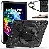 ZenRich Case for Microsoft Surface Pro 12 Inch 2025, Rugged Shockproof Case with 360°Rotating Kickstand & Hand Strap for Surf