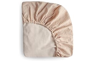 mushie Extra Soft Muslin Fitted Crib Sheet | 192 Thread Count | 28"x 52" (Natural Stripe)