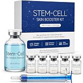 Stem Cell Serum for Face with GHK-Cu Peptide, Anti-Aging Microneedling Serum for Women, Collagen-Boosting, Hydrating &amp; Firming (Solutions 0.01 OZ x 5 Vials &amp; Ampoule 1.01 FL.OZ)