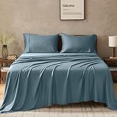 GOKOTTA 4-Pcs Full Sheet Set, 100% Rayon Derived from Bamboo, 15" Deep Pocket Full Size Bed Sheets with Elastic Corner Straps, Cooling Sheets for Hot Sleepers - Silky Soft & Breathable - Blue