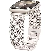 Minyee Compatible with Apple Watch Band 41/40/38/44/45/46/49/42mm Women, Dressy Stainless Steel Metal Adjustable Chain Strap Link Bracelet Wristband for iWatch Series 11 10 9 8 7 6 5 4 3 2 1 Ultra SE