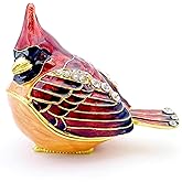 JWT Astyle Elegant Cardinal Bird Jewelry Trinket Boxes Hinged .Keepsake Ring Box Necklace Earrings Organizer.Cardinals Gifts for Women Bird Figurines Home Decor.