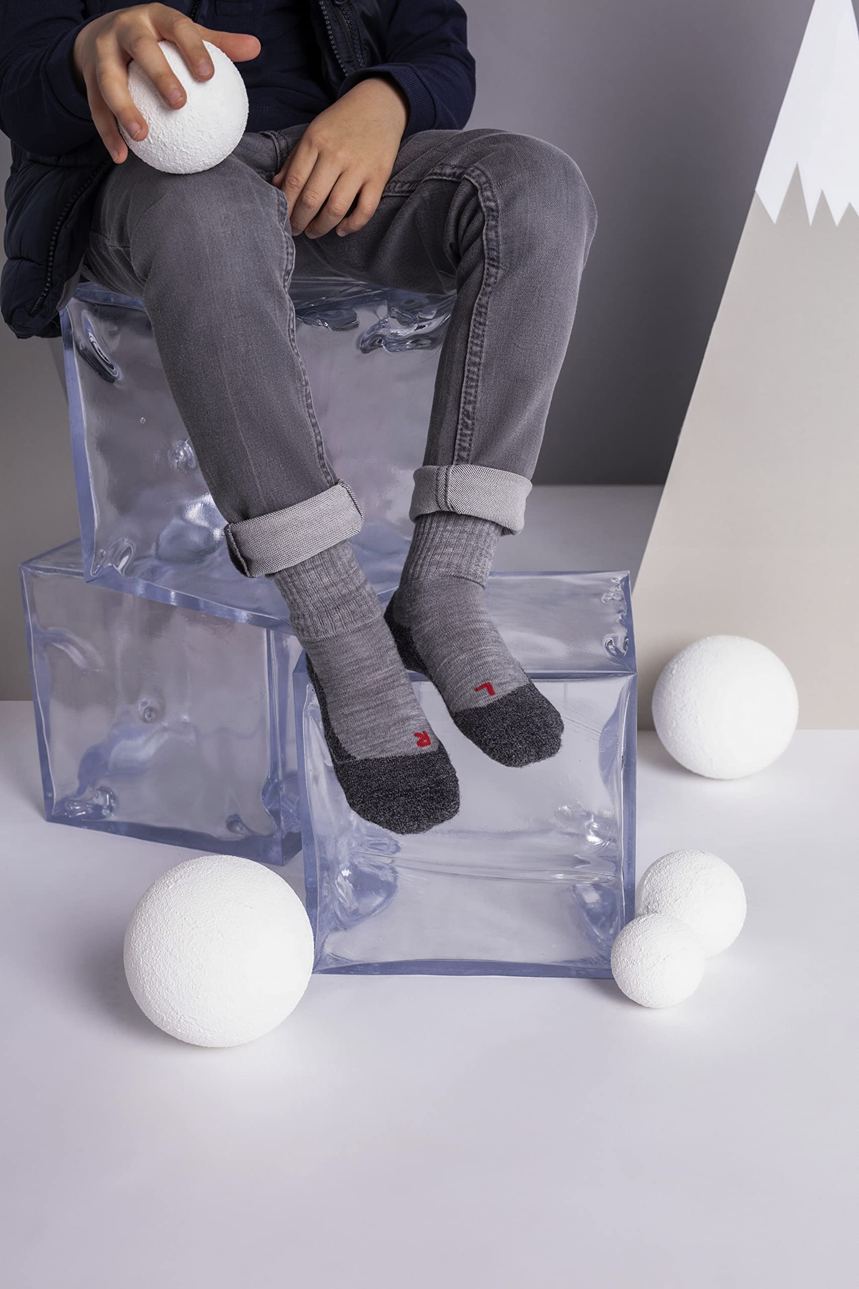 FALKE Unisex Kinder Socken Active Warm K So Wolle Funktionsmaterial dick atmungsaktiv einfarbig 1 Paar, Grau Mid Grey Melange 3530, 27-30 3