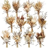 Layhit 12 Pcs Mini Dried Flower Bouquet Boho for Wedding,Rustic | Rustic Boutonniere Bridesmaid Gifts,Handmade Dry Flowers Decor, Bulk Dried Flowers in Vase, DIY Crafts Home Decor