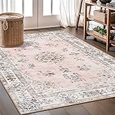 Lahome Washable Pink 5x7 Area Rugs for Bedroom Girls Nursery, Boho Soft Floral Print Area Rug for Living Room Apartment, Non-Slip Carpet for Aesthetic Home Decorations Bedroom Decor