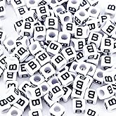 Sunrica 500Pcs Square Letter Beads B 6X6mm Single White Alphabet Beads for Charms Bracelets Making