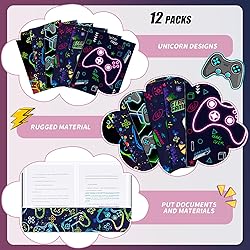 Kosiz 12 Pcs 9x12 Boy Video Game 2 Pocket