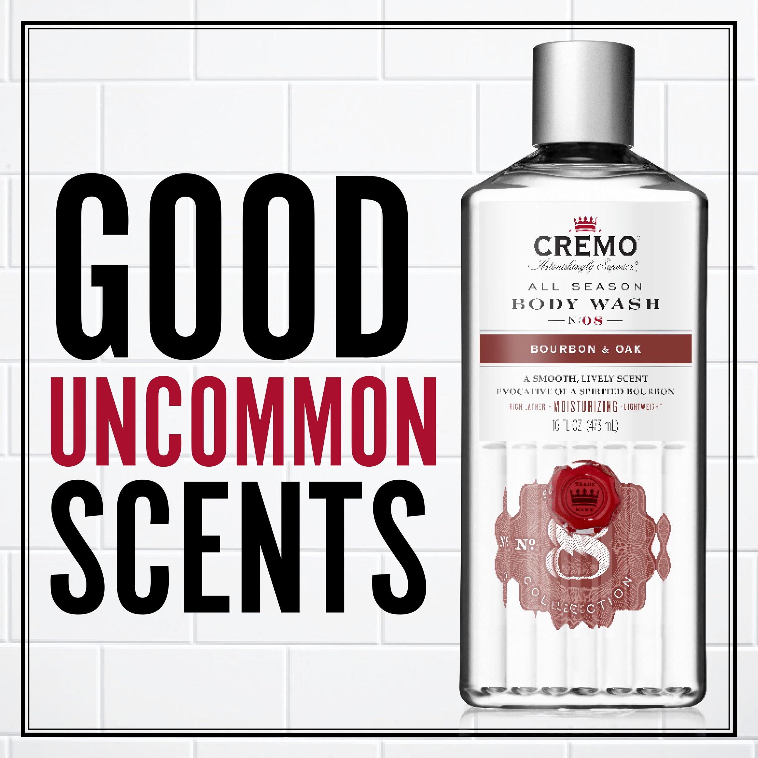 CREMO - All Season Body Wash Für Männer |Feuchtigkeitsspendendes Duschgel Bourbon & Eiche | 473ml 2