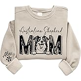 HHLYN14 Personalized Dog Mom Sweatshirt with Pet Name, Custom Paw Print Sweater, Gift for Dog Lovers