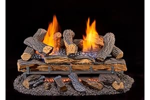 Duluth Forge Ventless Liquid Propane Gas Log Set - 24 in. Split Red Oak, 33,000 BTU, T-Stat Control - Model# DLS-L24T-1