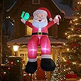 DAHAKII 10ft Giant Seated Santa Claus Christmas Inflatable Yard Decor Build-in LED Blow up Christmas Decorations Indoor Outdoor Holiday Decor for for Yard,Lawn,Balcony, Roof, Photo Prop