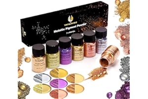 TECHAROOZ Metallic Pigment Powder, 7x20ml Fine Metal Dye for Epoxy Resin, UV Resin, Countertops, Soap Making, Slime, Candles DIY Acrylic Paints & Other Craft