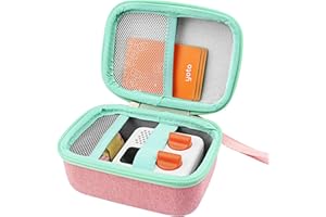 AONKE Hard Case Compatible with Yoto Mini Kids Audio Music Player Children Speaker Plays Audiobook Cards Radio (Pink case+Mint Green)