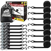 XSTRAP STANDARD Ratchet Tie Down Straps 8PK 1'' x 10 ft - 900 LB Break Strength Cargo Straps for Moving Appliances, Lawn Equipment, Motorcycle (Black)