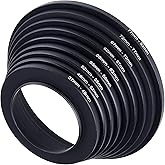 Step Up Lens Filter Adapter Rings - Set of 9 - Allows You to Fit Larger Size Lens Filters on a Lens with a Smaller Diameter - Sizes: 37-49, 49-52, 52-55, 55-58, 58-62, 62-67, 67-72, 72-77, 77-82 mm
