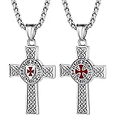 PROSTEEL Vintage Masonic Knight Templar Necklace, 316L Stainless Steel Round/Cross/Shield Pendant Necklace, Come with Box