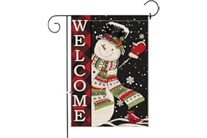 Hexagram Christmas Garden Flag, Christmas Flags 12 x 18 Double Sided, Winter Snowman Yard Flag Welcome for Outside Home Decor Outdoor
