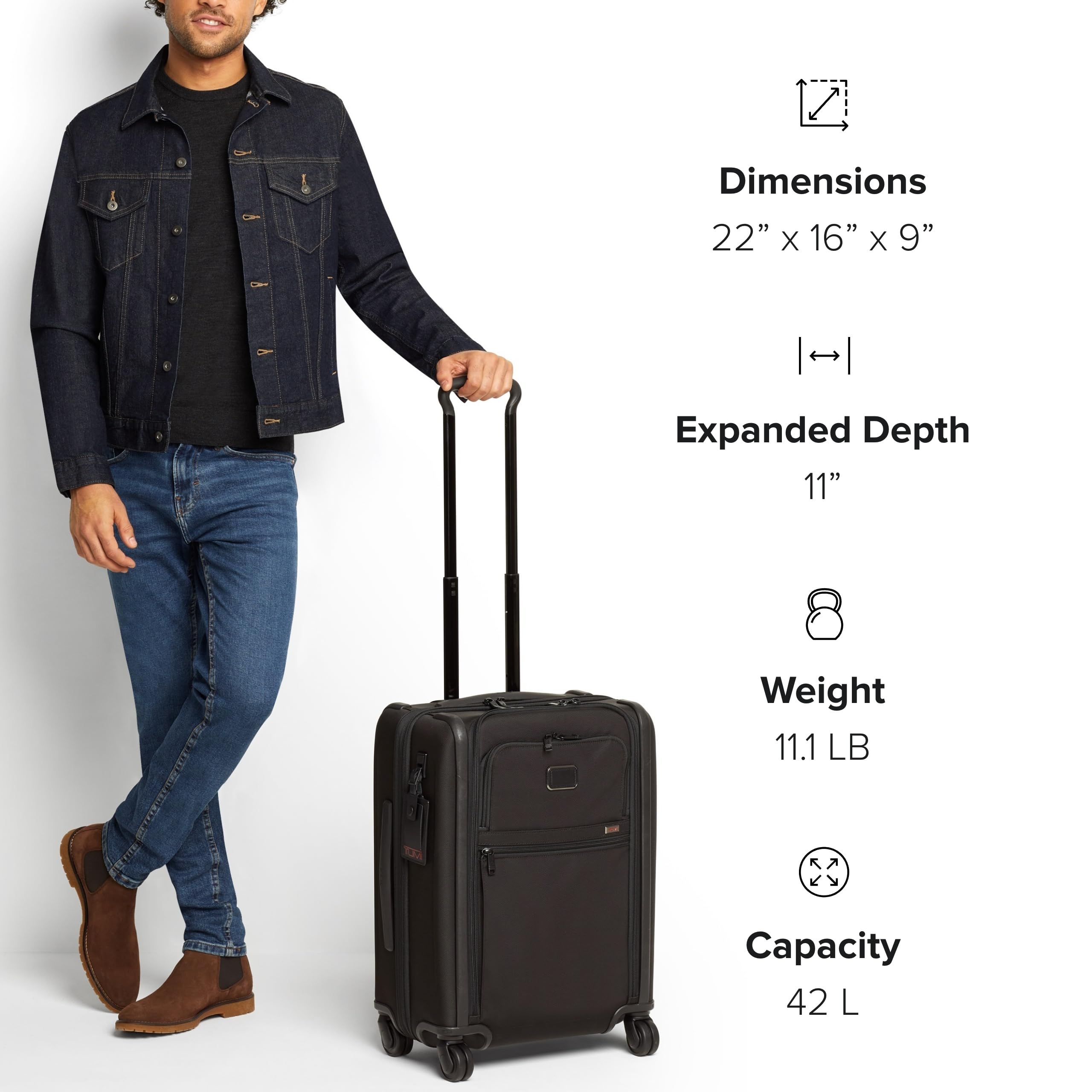 TUMI Alpha Continental Dual Access 4-Wheeled Carry-on Luggage - Rolling, Lightweight Suitcase - Secure Suitcase with Lock